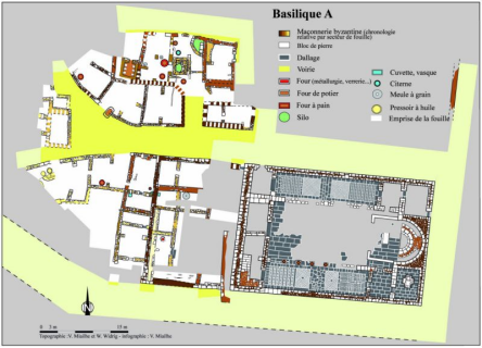 Basilique A de Latrun - Topographie : Vincent Miailhe et W. Widri - Infographie Vincent Miailhe